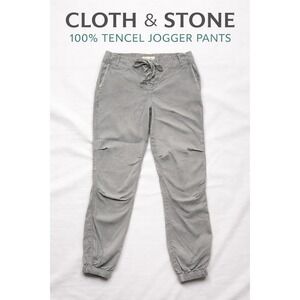 Cloth & Stone Tencel Jogger Pants Lace Up Waist Gray Utility XS
